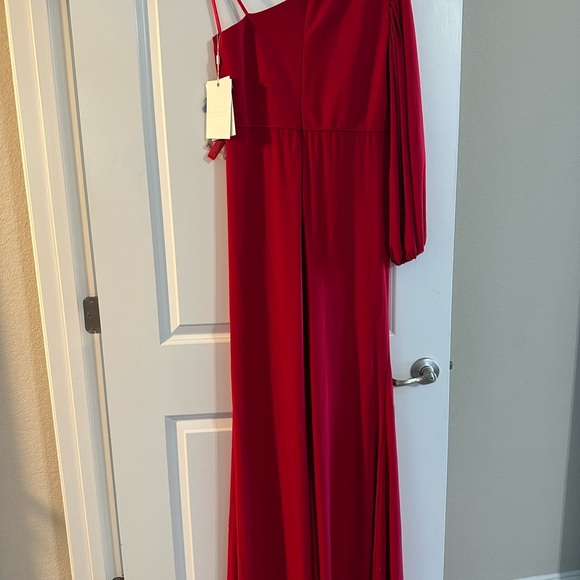 Mac Duggal One Shoulder Puff Sleeve Faux Gown style 67879 - Picture 4 of 5